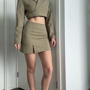 OAK + FORT Green Mini Pencil Skirt with Slit